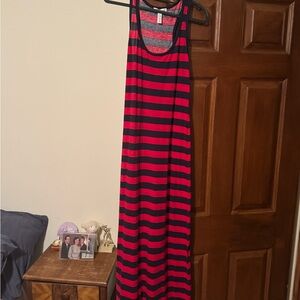 Red and Black Striped Maxi Dress